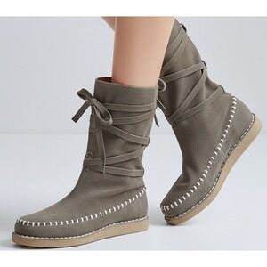 BC Stroll WMNS 9M Suede Wrap Boots Brown MidCalf Boho Cottagecore Gorpcore Cabin